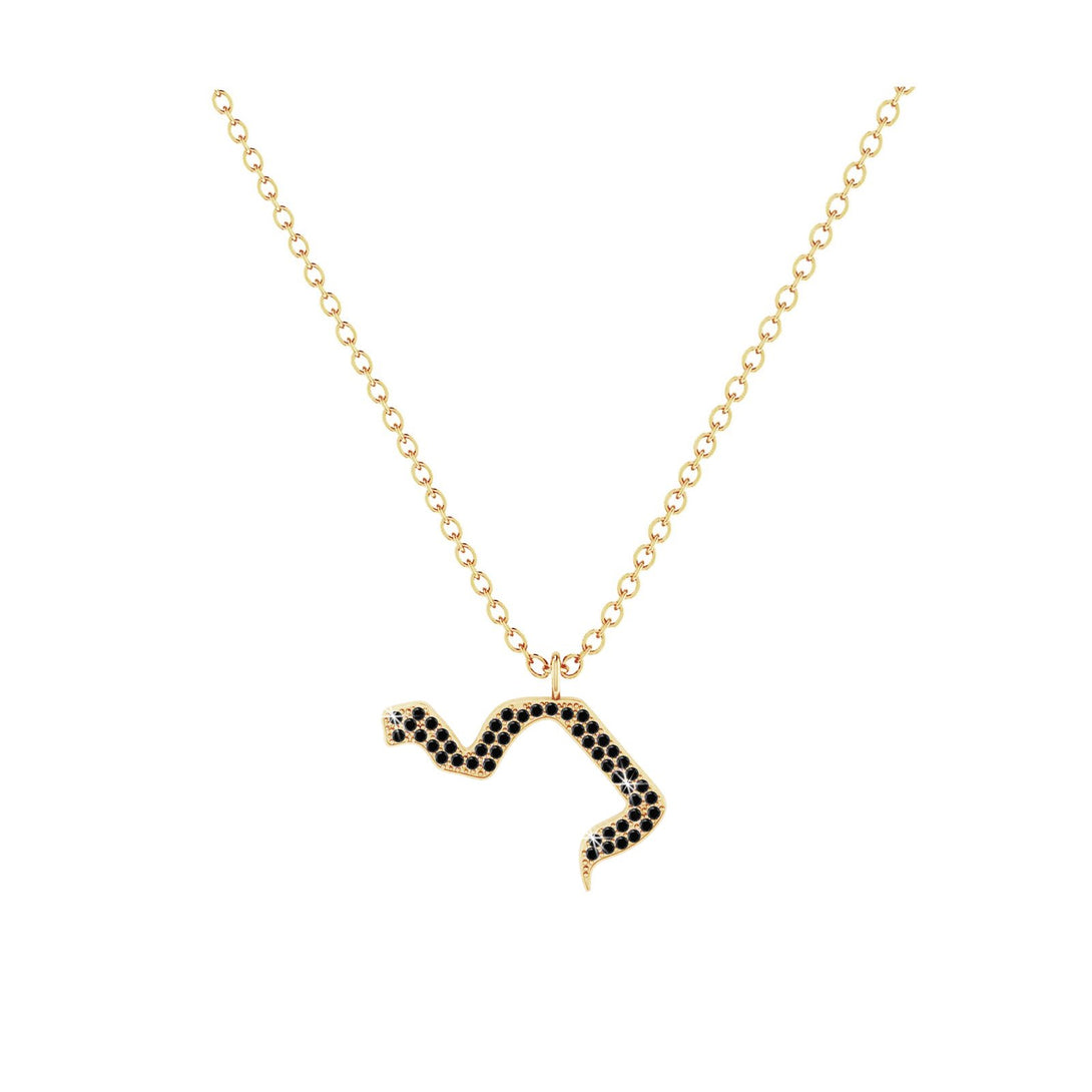 Lamed - Hebrew Alef-Bet letter diamond Necklace - Lamed letter